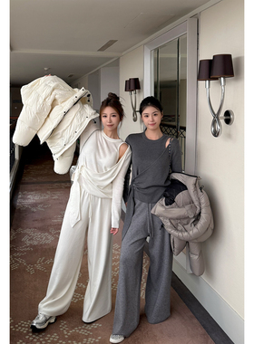 Scout B入本期硬通货 加厚高克重松紧腰羊毛裤+羊毛内搭上衣套装