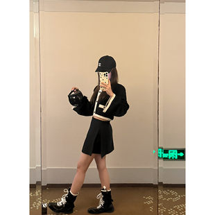 vtg复古撞色针织毛衣喇叭袖 经典 v领短上衣 Jennie甜酷香系 Scout