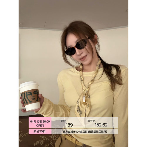 Scout 微透慵懒 Chao轻薄弹力韩系纸片人1oo棉长袖tee恤女