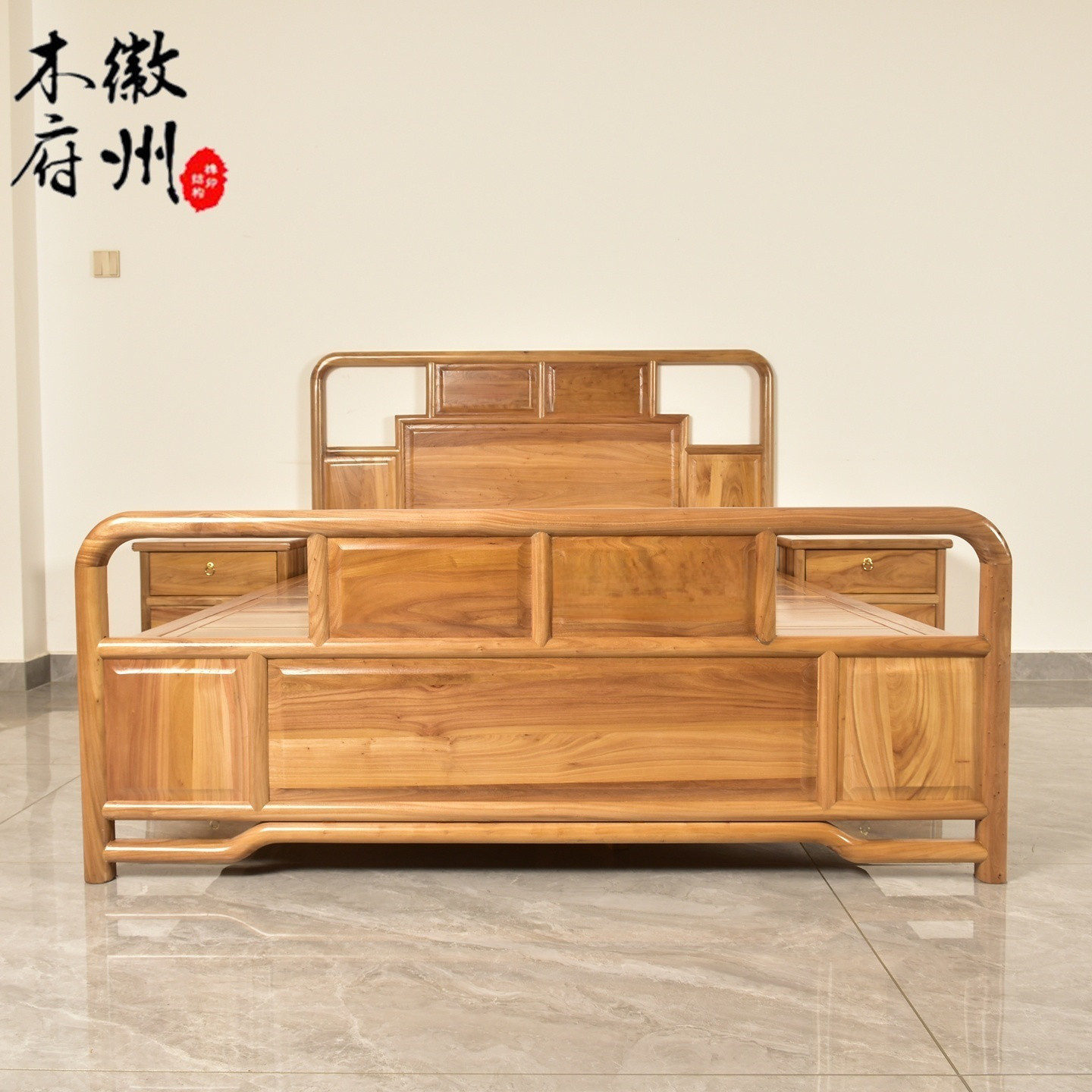 新中式双人床榫卯结构实木床