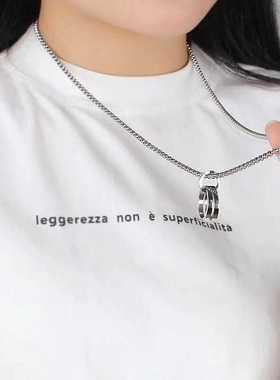 网红韩版嘻哈个性潮人双环吊坠