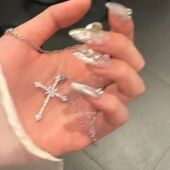 星芒十字架项链女ins冷淡风甜酷小众设计高级质感锆石闪耀锁骨链