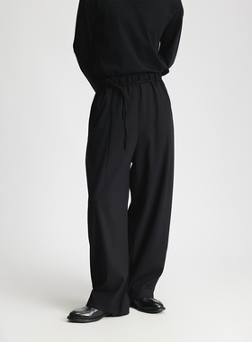 三木公白 简约风系带阔腿西裤男垂感宽松 高级感直筒长裤小众设计