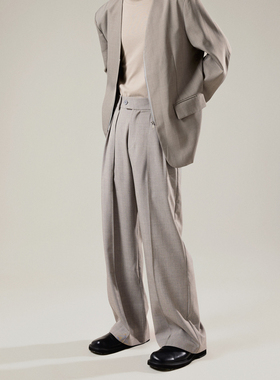 三木公白 冷淡风单褶西服裤男垂感高级 日系高腰直筒裤小众设计感