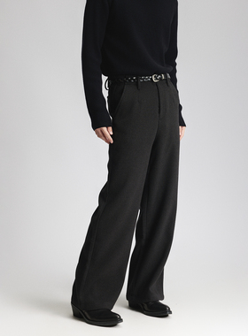 三木公白 复古极简风直筒垂感西裤男 宽松高级绒感廓形休闲裤潮