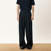 宽松垂感直筒休闲裤 男高级感 高腰阔腿 日系复古单褶西裤 三木公白