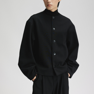 三木公白 日系复古圆领夹克男宽松 高级感立体裁剪廓形外套温柔风