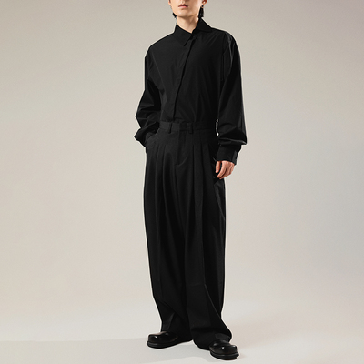 三木公白高级感双褶西装裤中高腰