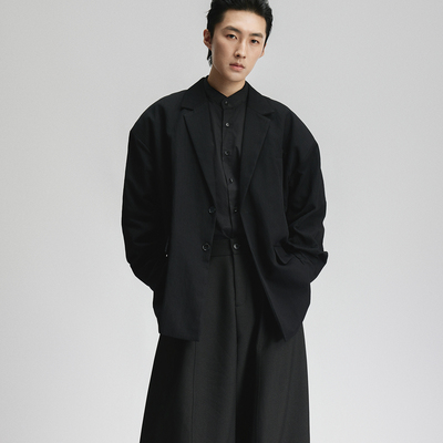 三木公白复古廓形休闲西装垂感