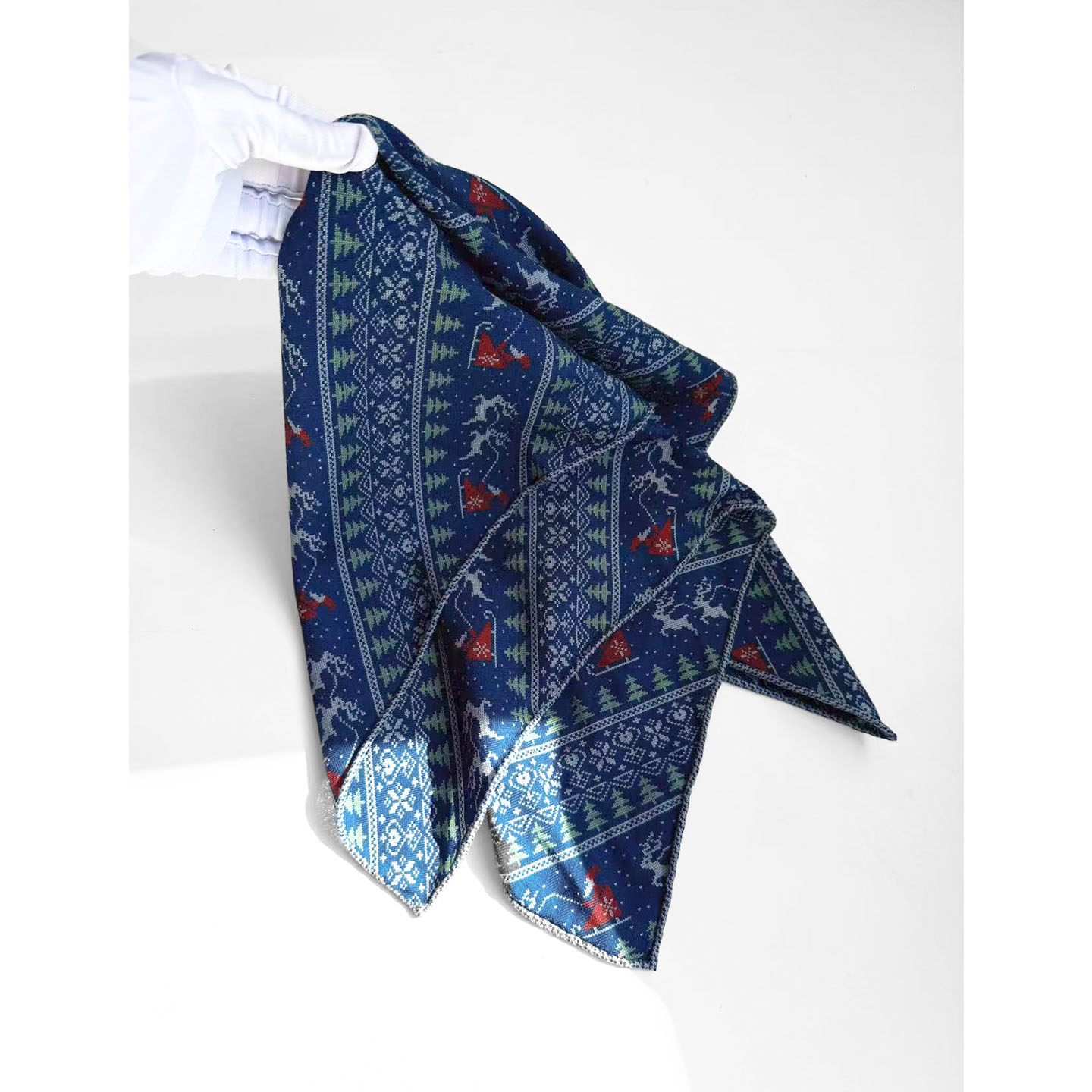 限 圣诞雪鹿集 桑蚕丝羊毛围巾女秋冬舒适百搭氛围感丝毛小方巾65