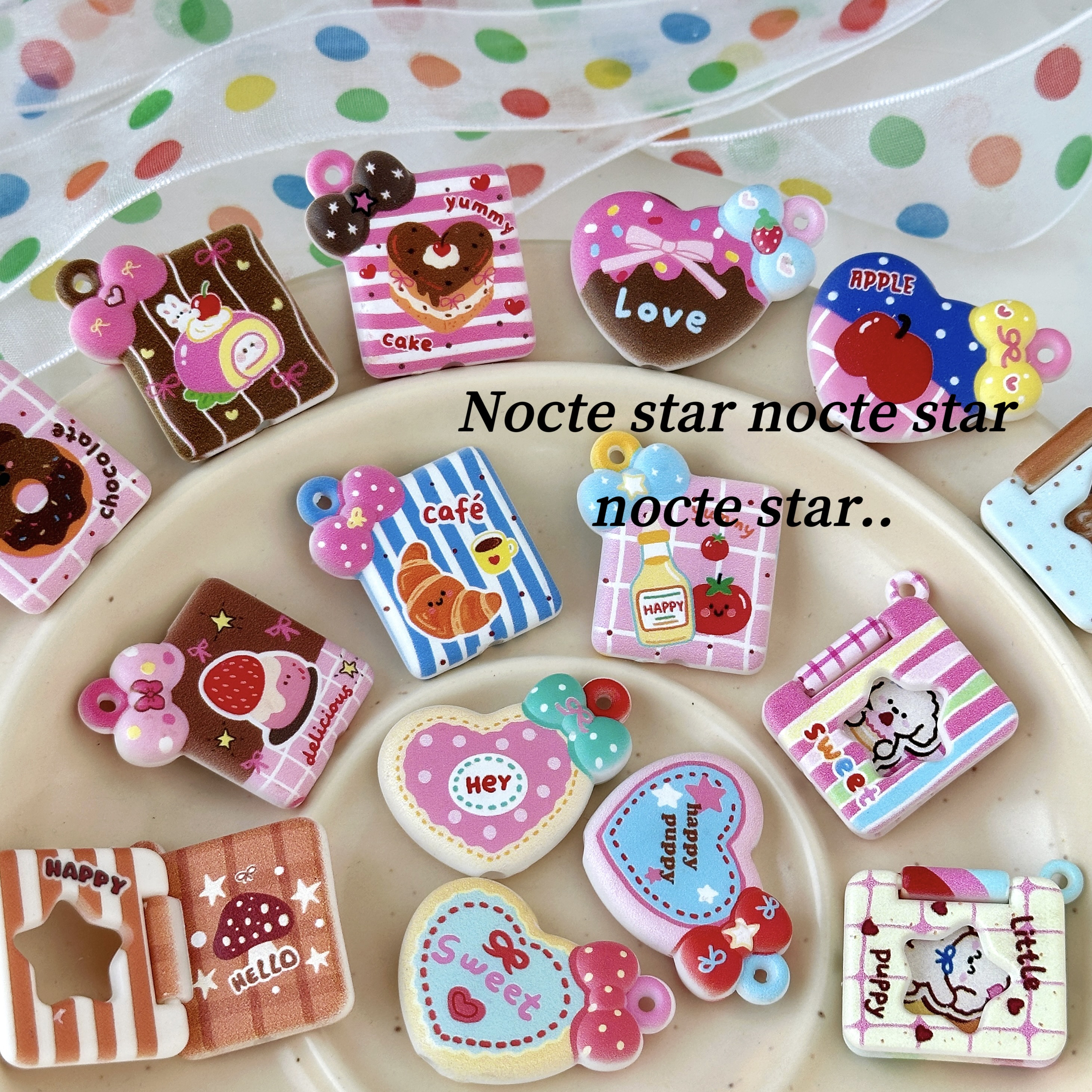 亚克力三通磨砂印刷珠合集 diy手工串珠手链手机链配饰散珠材料