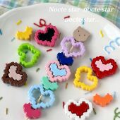 20mm亚克力烤漆爱心像素框 直孔串珠diy手机链钥匙扣包挂材料配件