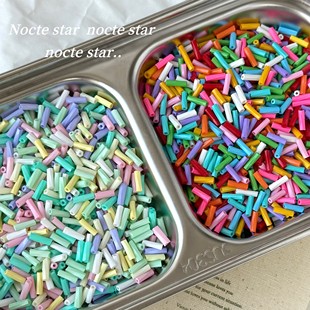 新品2x6mm实色螺旋管管珠 手工diy串珠散珠玻璃米珠手链项链材料