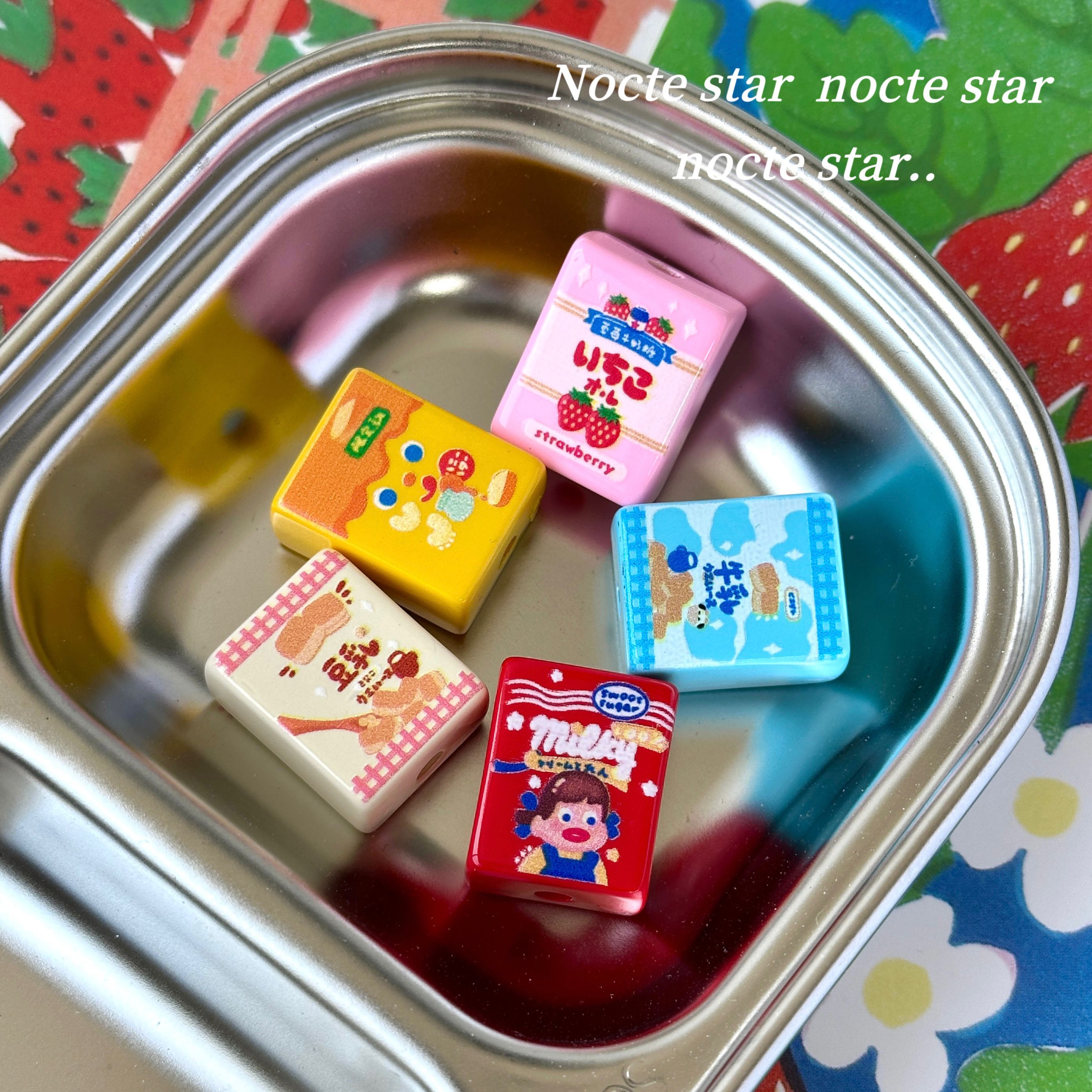 16*20mm双面印花直孔饮料盒方形串珠 diy车挂手链手机链饰品配件