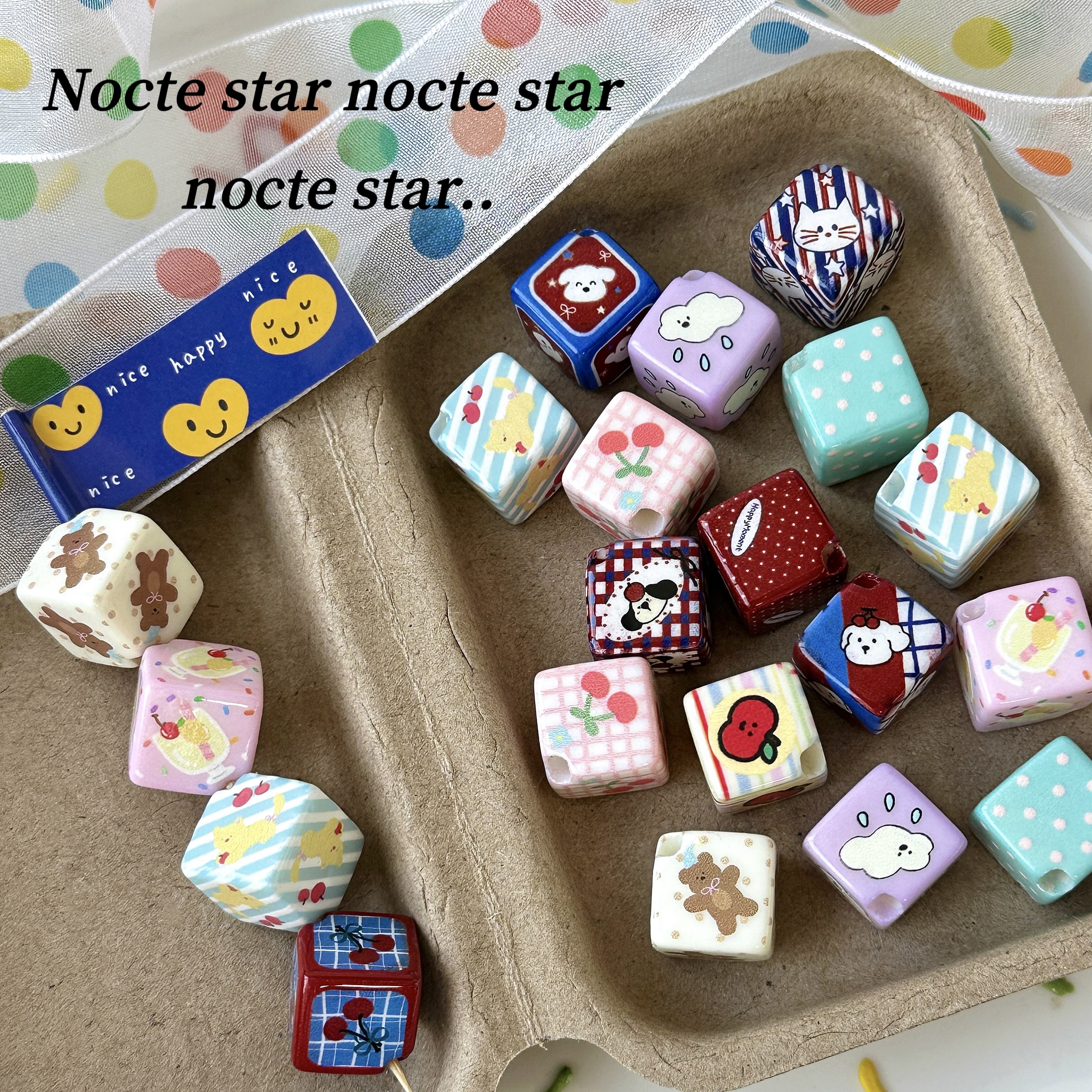 14mm亚克力斜孔方珠 diy手工串珠手链项链手机链配饰散珠材料配件