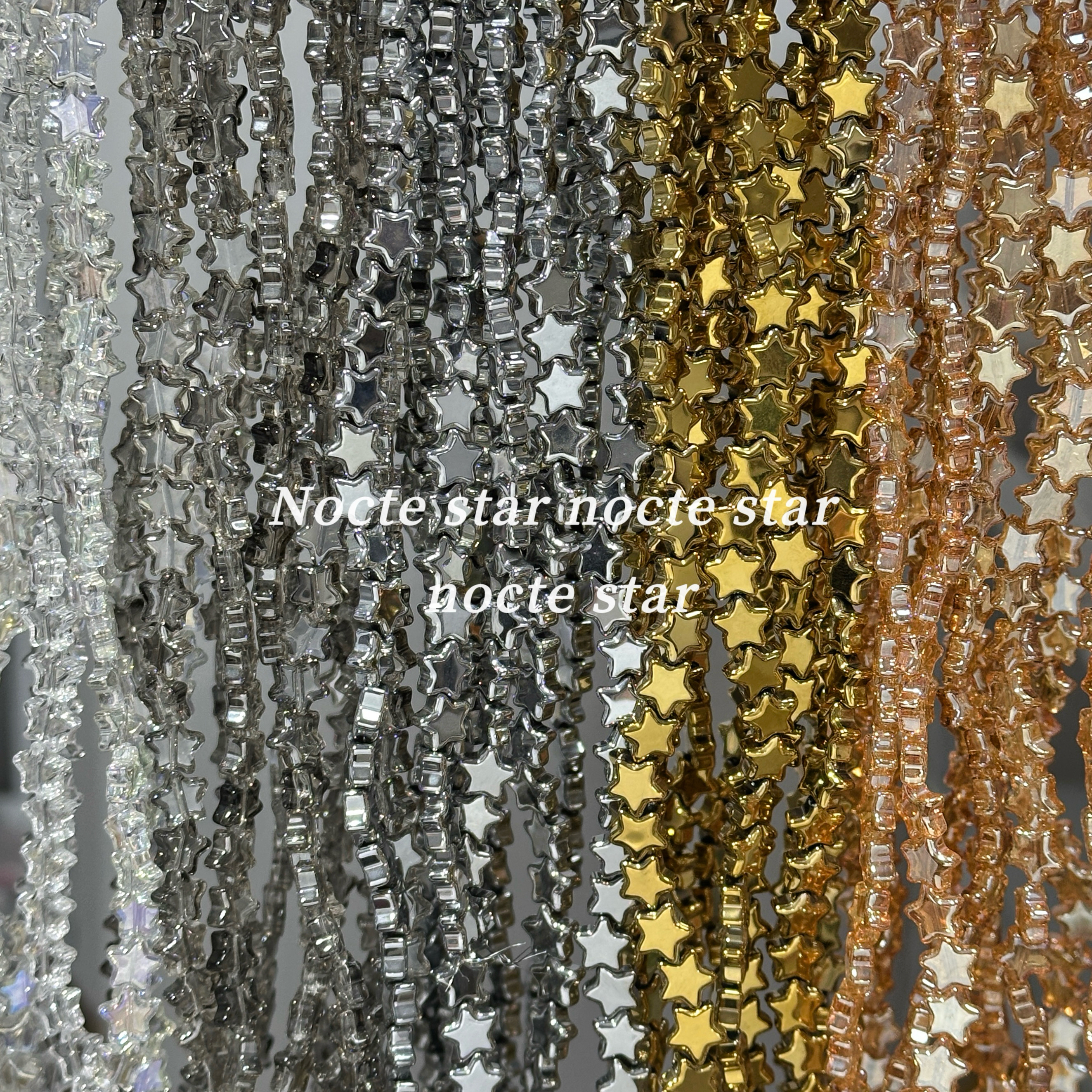 9mm金色银色玻璃星星珠 diy手工串珠手链项链手机链配饰散珠材料