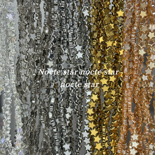 9mm金色银色玻璃星星珠 diy手工串珠手链项链手机链配饰散珠材料