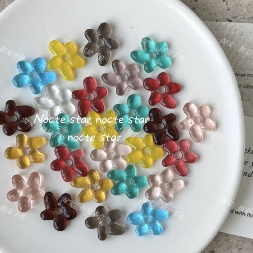 20mm彩色涂鸦小花跑环 diy手工串珠手链项链手机链配件散珠材料