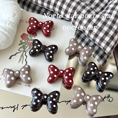 亚克力烤漆滴油波点蝴蝶结 diy手作通孔串珠散珠手机链饰品配件