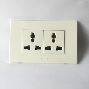 菲尔泰118型75系列两位两插六孔墙壁大板插座面板三三插10A250V