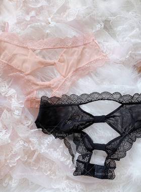 甜欲：Fantastic* 法式复古性感镂空蝴蝶结蕾丝网纱丝滑贴身内裤
