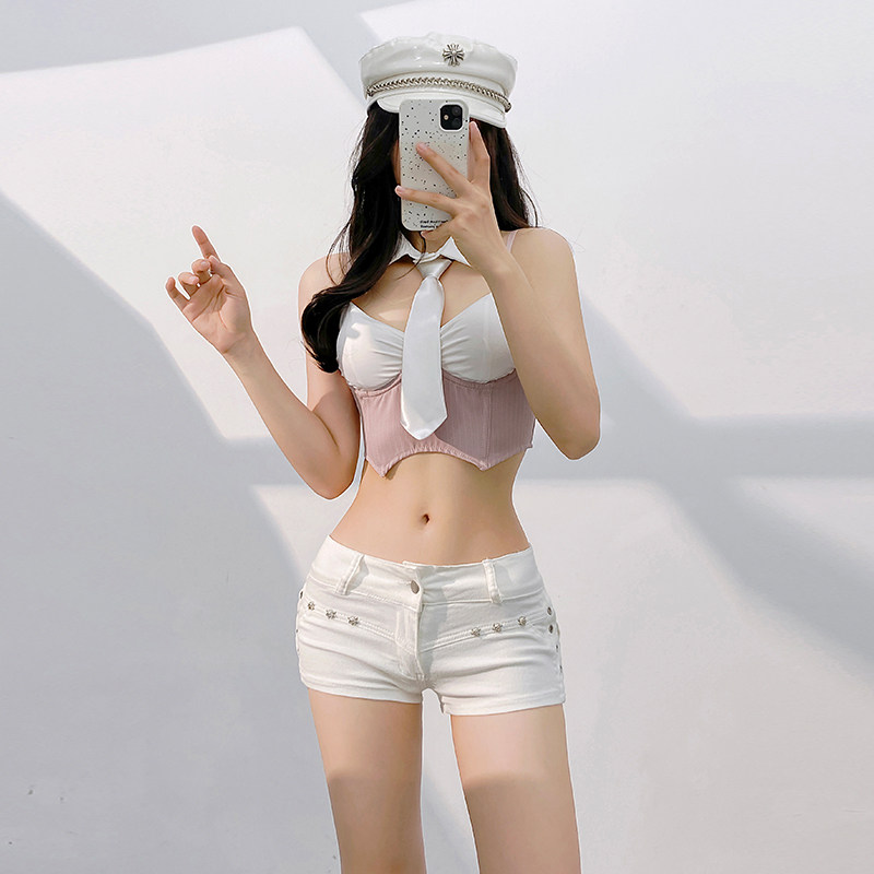 gogo演出服DS性感DJ夜场女MC辣妹bgo制服吊带背心外穿短款上衣潮