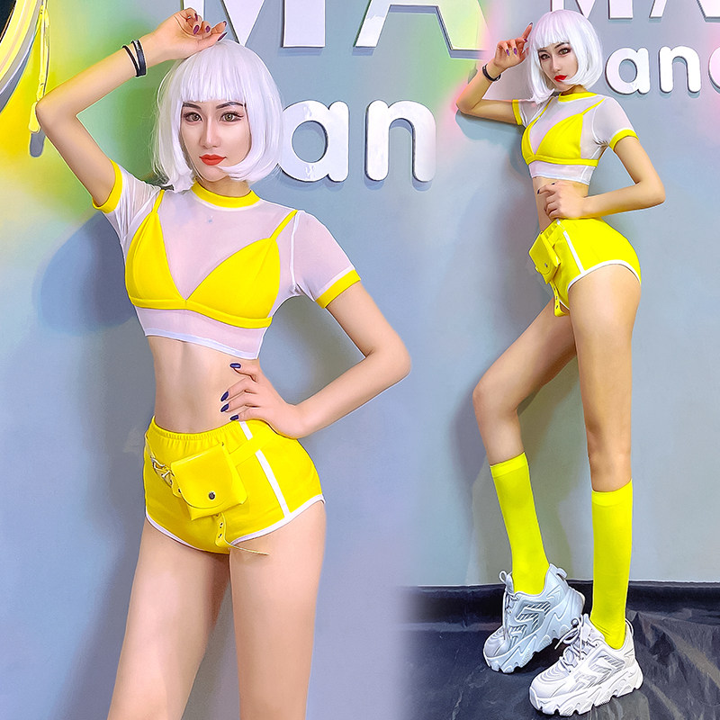 酒吧ds演出服夜场女gogo服装dj女团b组嘻哈爵士舞蹈网衣短裤套装