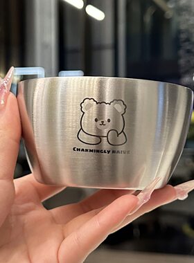 316不锈钢碗婴儿辅食碗双层隔热防烫儿童卡通饭碗家庭通用食品级