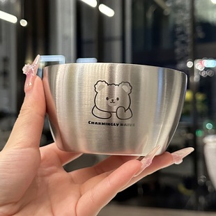 316不锈钢碗婴儿辅食碗双层隔热防烫儿童卡通饭碗家庭通用食品级