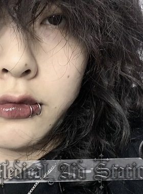 【MAS救护所】钛钢假唇环双圈唇夹两只能当耳骨夹黑银色简约唇环