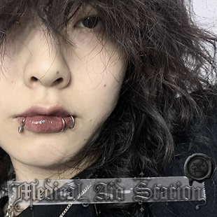 钛钢假唇环双圈唇夹两只能当耳骨夹黑银色简约唇环 MAS救护所