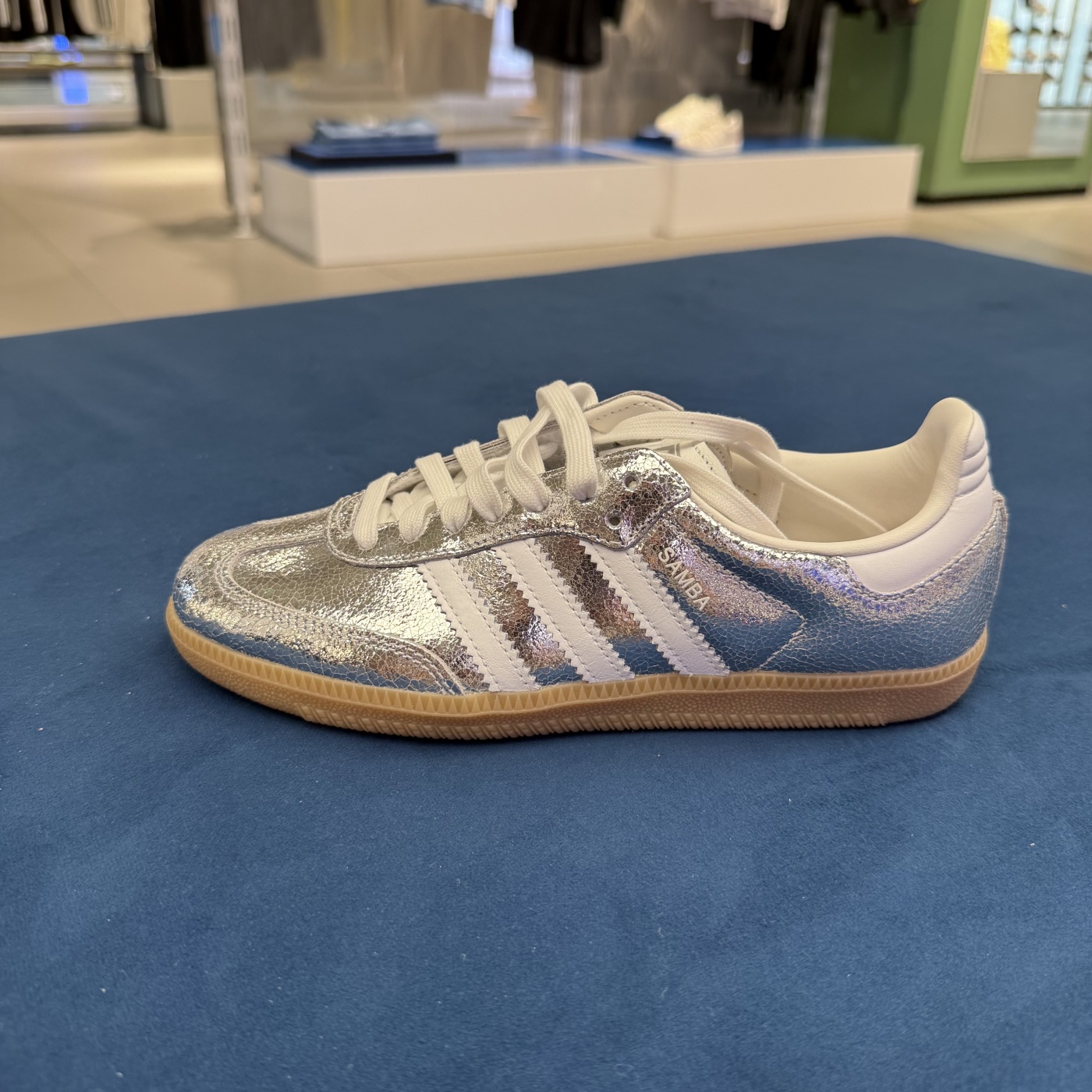 Adidas阿迪达斯三叶草马思纯同款Samba银裂纹女子德训板鞋JR0035