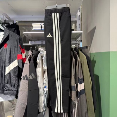 Adidas阿迪达斯男子加绒长裤三条纹运动25秋冬拒水休闲裤子KC2851
