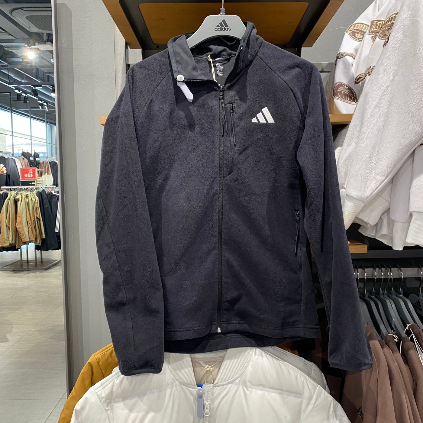 Adidas阿迪达斯男女抓绒保暖防风秋冬复古休闲夹克立领外套KF5212