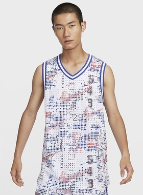 NIKE耐克t恤男2024夏季训练运动休闲篮球印花无袖背心 FZ0691-100