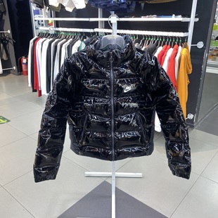 新款 耐克女子冬季 漆皮亮面休闲运动保暖棉服外套FQ3575 Nike 正品