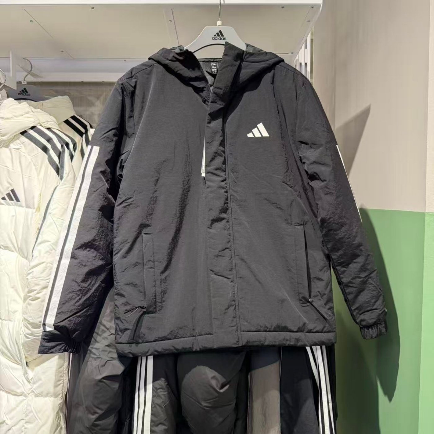 Adidas阿迪达斯男25秋冬新款运动休闲防风连帽外套保暖棉服JY8303