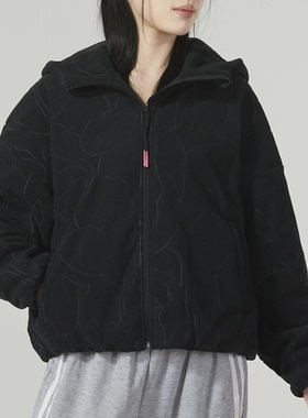 正品Adidas阿迪达斯抓绒外套女秋冬新款运动服保暖连帽夹克IP7049