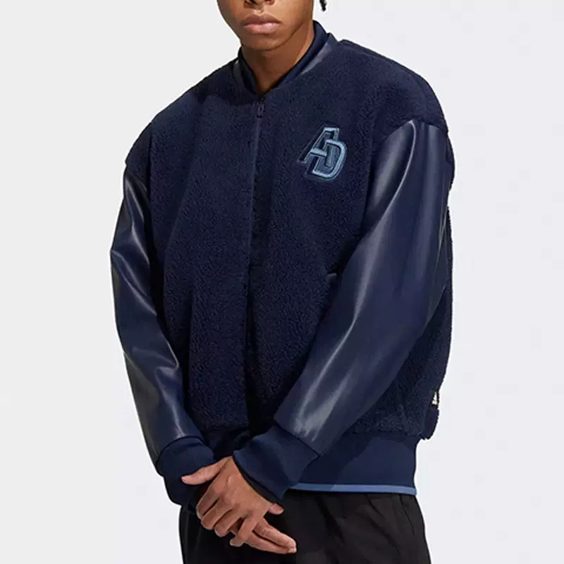 正品Adidas/阿迪达斯外套男子冬季运动保暖摇粒绒拼接夹克 IB2726