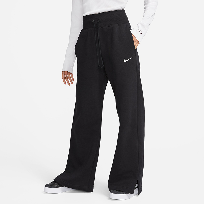 正品Nike/耐克女子秋冬加绒针织运动休闲高腰开叉阔腿长裤DQ5616