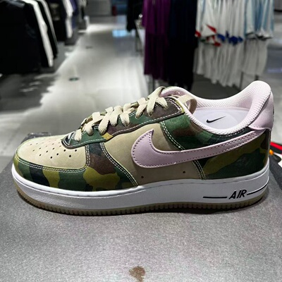 耐克Nike Air Force 1 AF1绿粉迷彩男女低帮复古休闲鞋HQ1967-200
