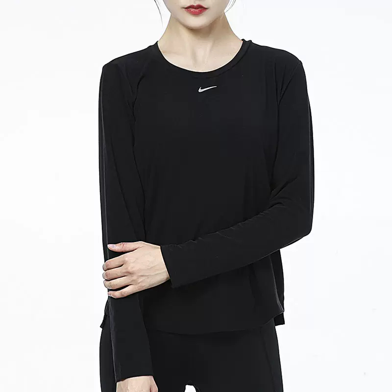 正品Nike/耐克上衣百搭简约女子训练运动休闲黑色长袖 DD0621-010