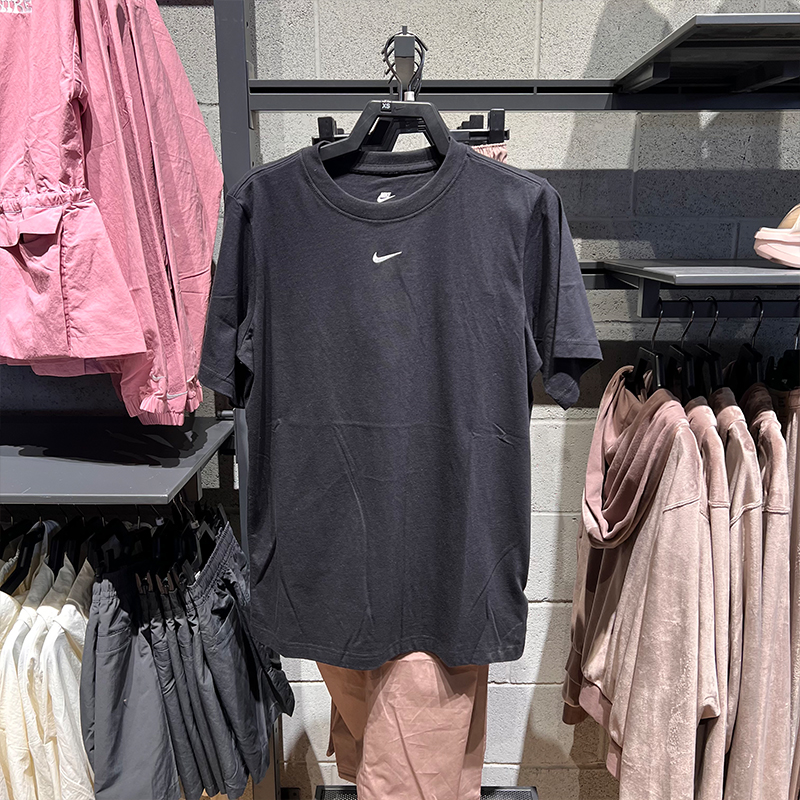 Nike耐克女25夏季新款短袖刺绣小LOGO宽松透气圆领运动T恤FD4150
