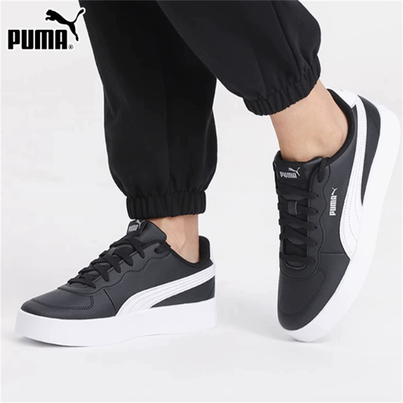 正品Puma/彪马板鞋女子耐磨轻便复古革面黑色运动休闲鞋380147-01