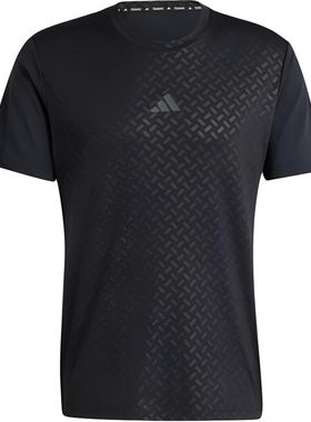 adidas阿迪达斯健身速干黑半袖2024夏男后背三条纹短袖T恤IN5622