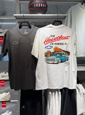 NIKE耐克男短袖25夏雪佛兰印花纯棉圆领篮球运动半袖T恤 HV6691