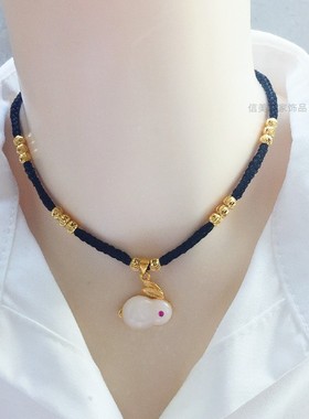 信美之家女黄铜镀金时尚绳子项链