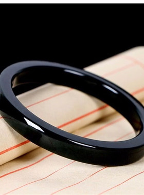 高品质和田玉墨玉方镯黑青色墨玉方镯女款黑墨玉百搭玉石镯子