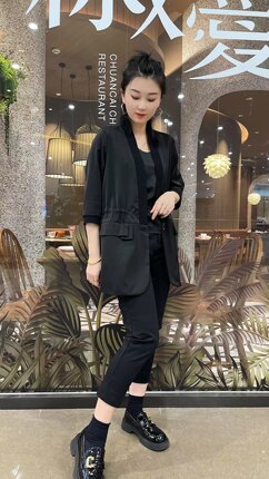 29夏季新款三醋酸宽松遮肉百搭凉快抽绳七分袖中长版时尚防晒服