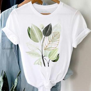 夏季 Plant shirt 植物叶子花卉印花女T恤打底衫 Leaf 潮流时尚